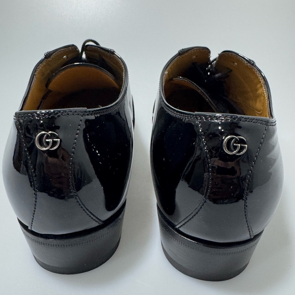 Gucci Worsh GG Patent leather Lace-Up Shoes Black Men’s Size GG 5/US 6 - Picture 4 of 9